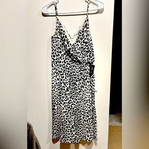 NWT - Express black and white leopard print wrap dress